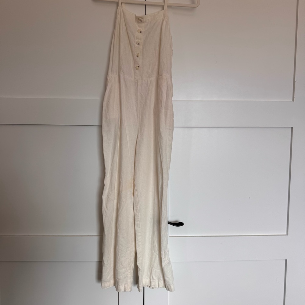 Old Navy White Button-Front Jumpsuit